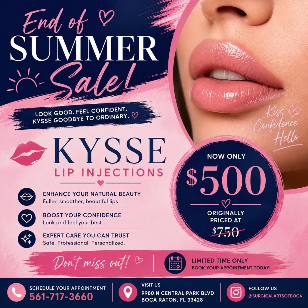 Kysee Lip Injections Promotion: Now only $500, call us to schedule. Running now through September 30, 2026.